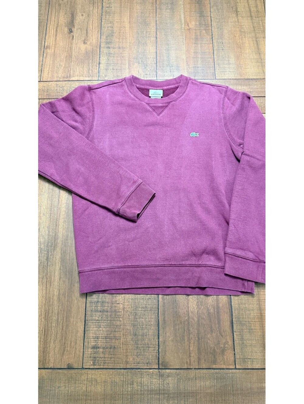 Lacoste Men’s Size 3 Burgundy Crewneck Sweatshirt Croc Logo